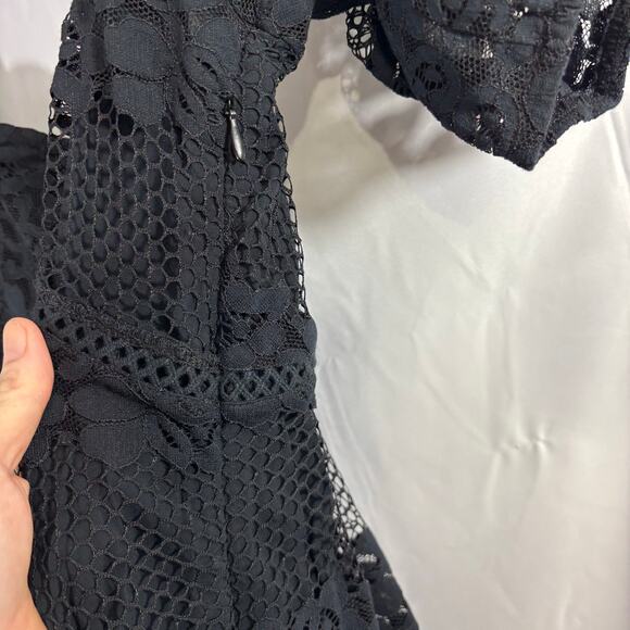 Free People “Be Your Baby” Black Lace Gothic Mini Dress Small - Picture 6 of 7